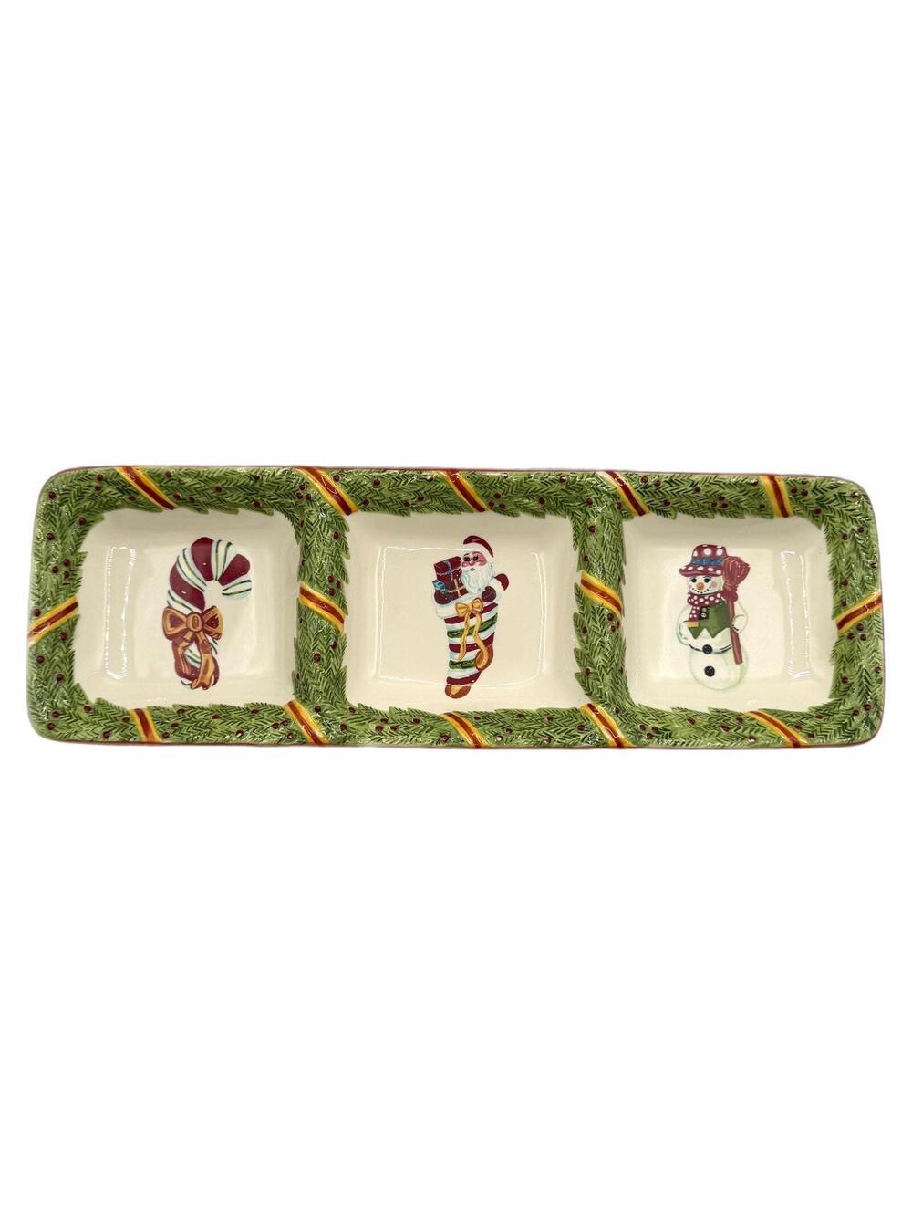 Vintage Christopher Radko Christopher’s Tree 3=Section Tray – Christmas